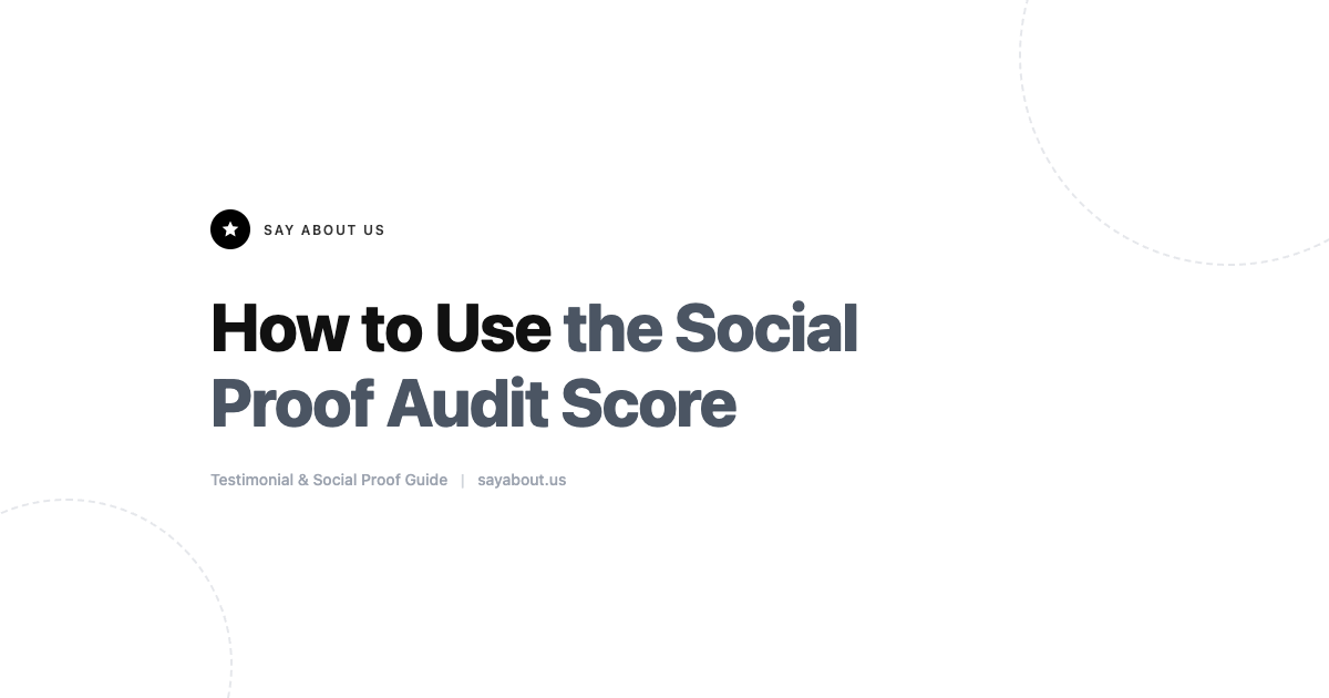 How to Use the Social Proof Audit Score